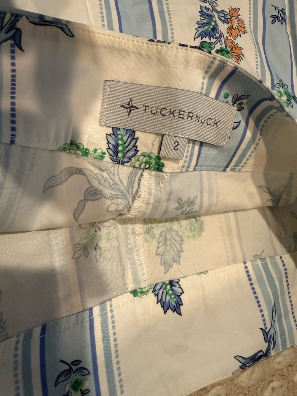Tuckernuck Maxi Skirt with Blue Stripe and Floral Print - Picture 2 of 5
